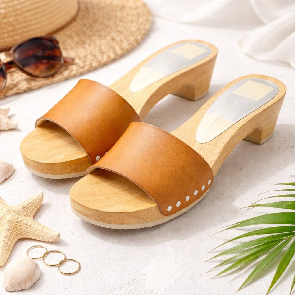 Dolce Vita Tan Leather Slide Mules